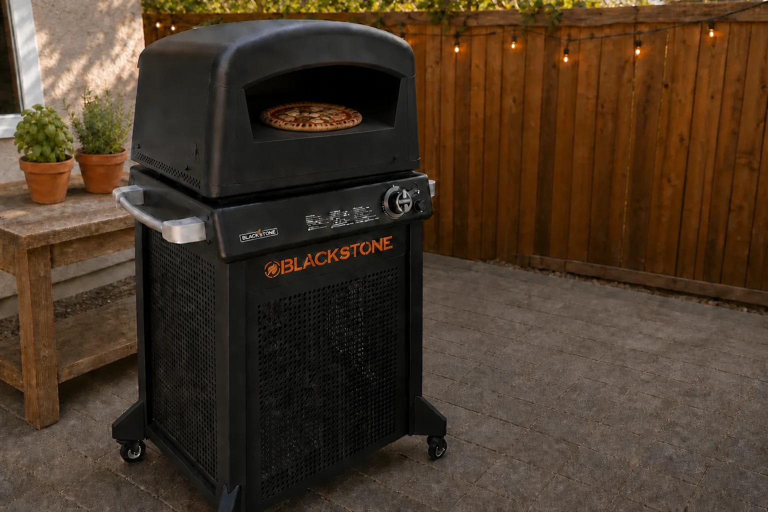 Editorial image representing Blackstone Pizza Oven in use